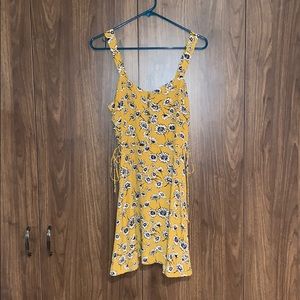 Forever 21 Mustard Yellow Floral Lace Up Dress NWT
